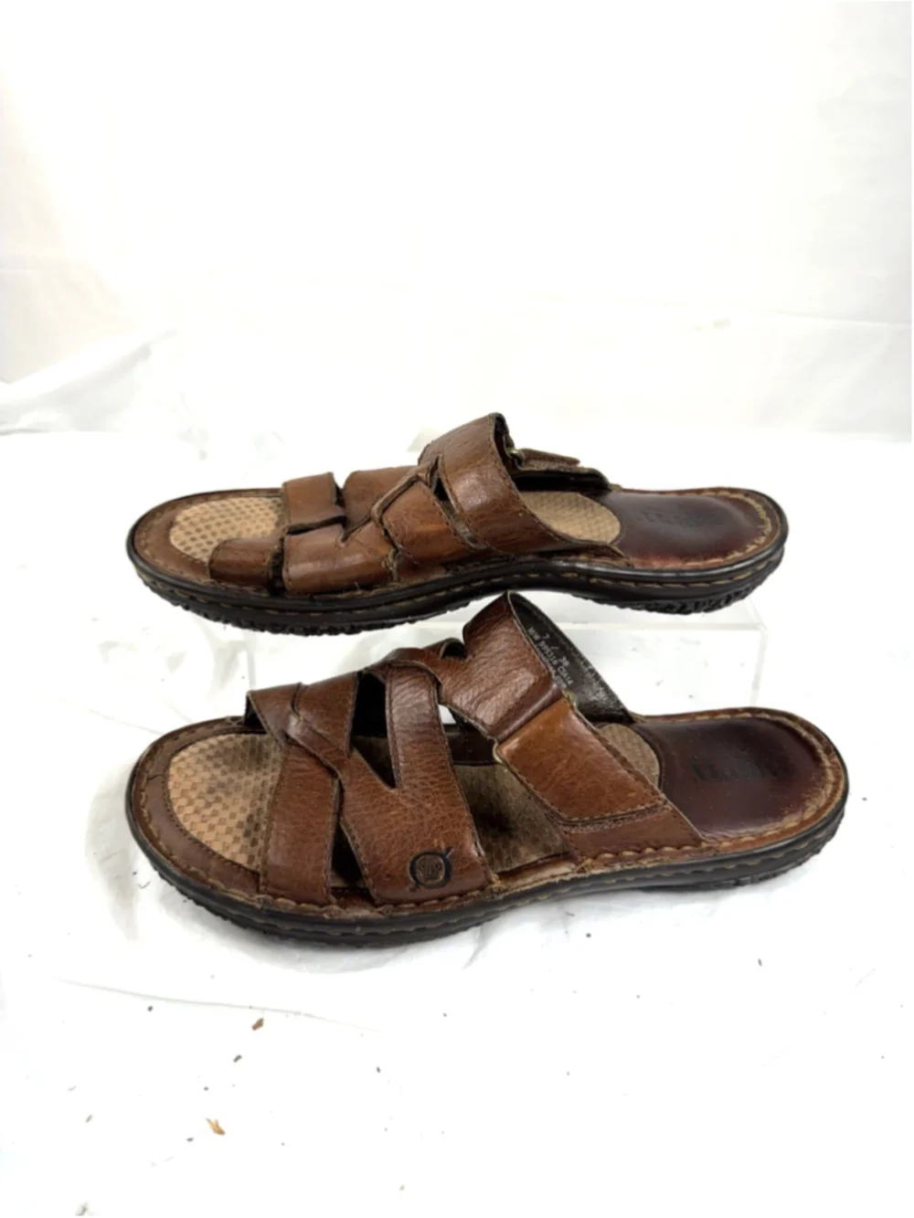 Born Women's Brown Leather Open-Toe Slide Sz 7M